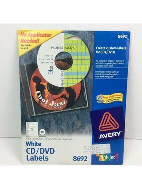 Avery 8692 White CD DVD Design Kit Labels CD/DVD 40 Disc Labels 80 Spine Labels